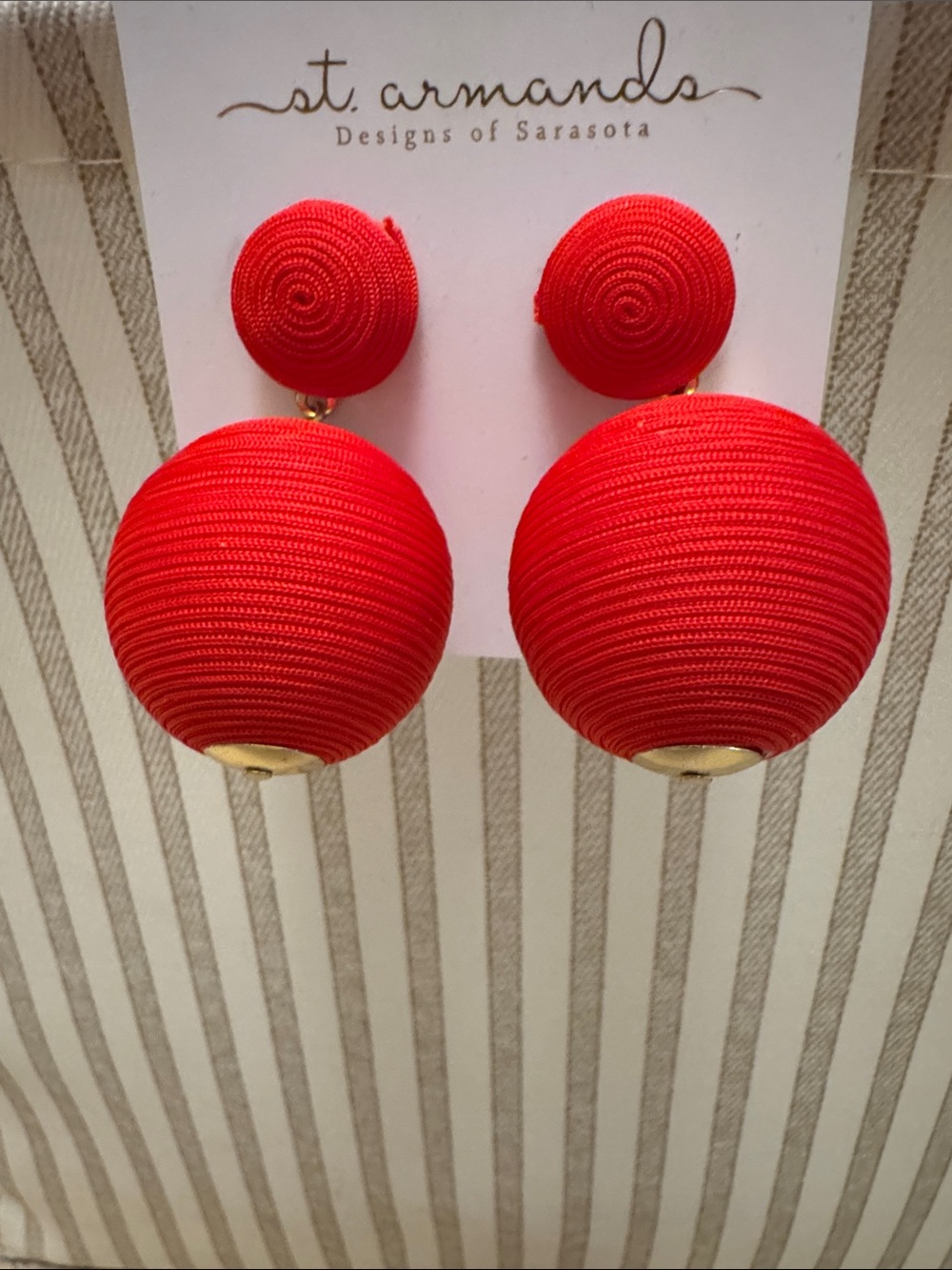 St. Armands Red Double Drop Ball Earrings
